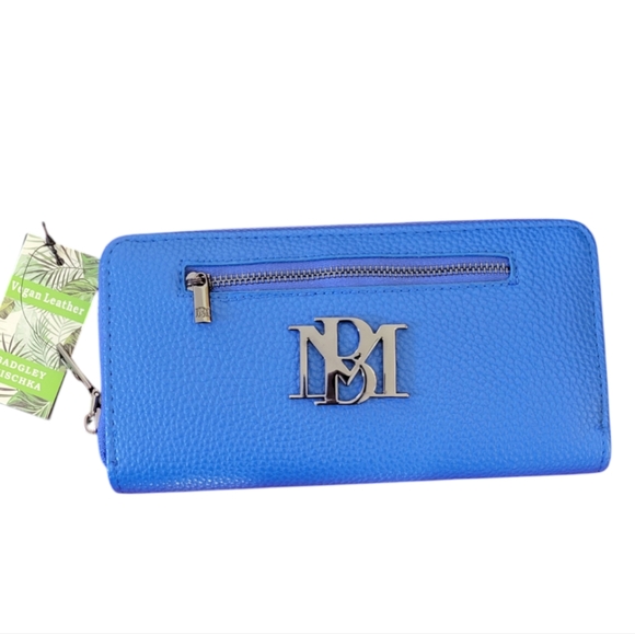 Badgley Mischka Electric Blue Long Wallet with Front Zipper - Picture 1 of 6